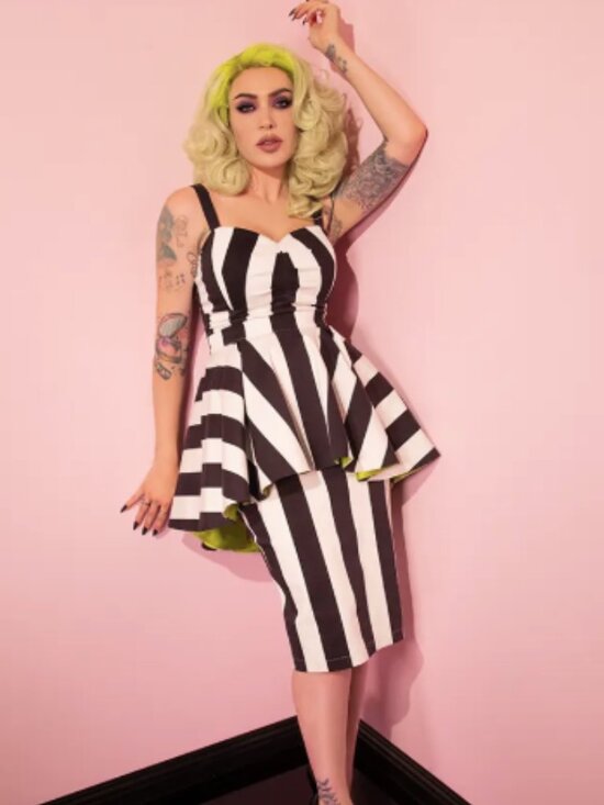 Vixen by Micheline Pitt Dresses & Skirts - Vixen by Micheline Pitt "Ghost with the Most" Dress with Peplum Skirt - NWT!!